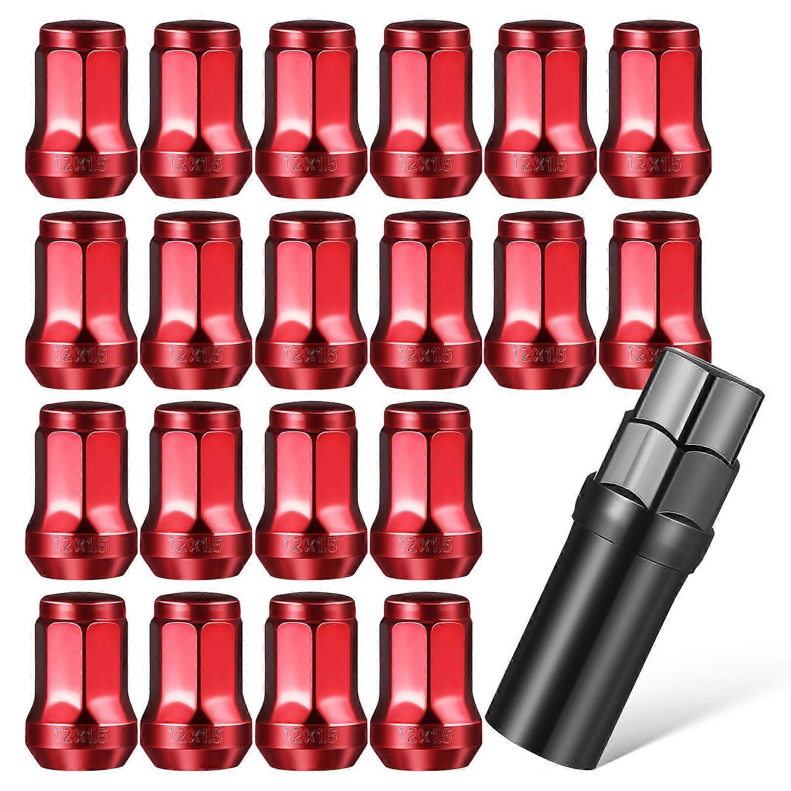 Red External Tire Lug Nuts Thread Car Wheel Bolt Caps Replacement Accessories for Various Vehicles