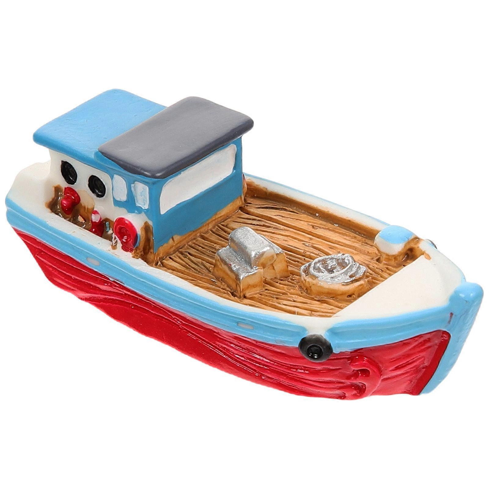 MLINS Vintage Decor 1 Set Miniature Boat Model Figurine Ocean Beach Micro Landscape Ornament
