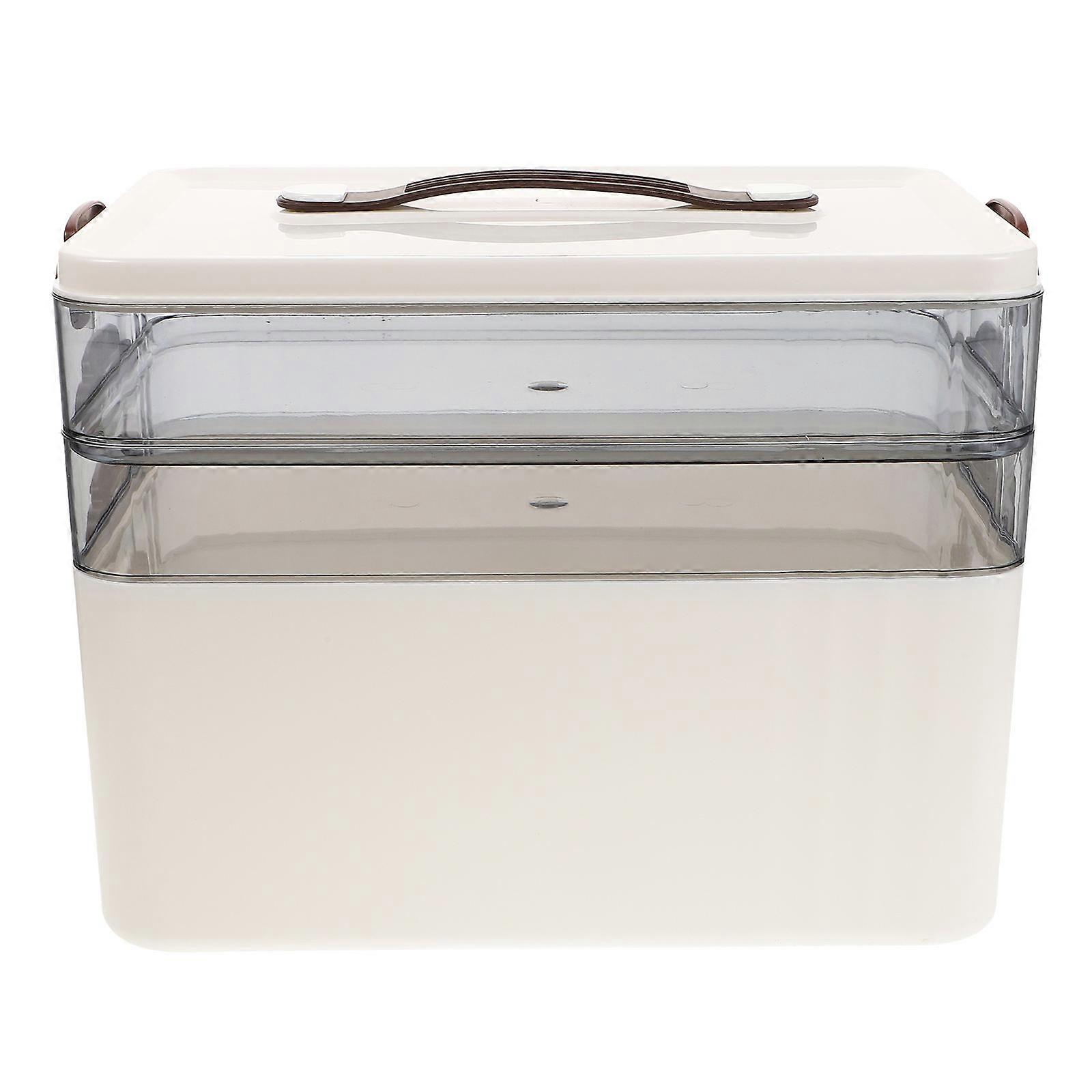 White Plastic Medicine Storage Box for Kitchen Use Large Capacity Multi-Layer Organizer 20157718