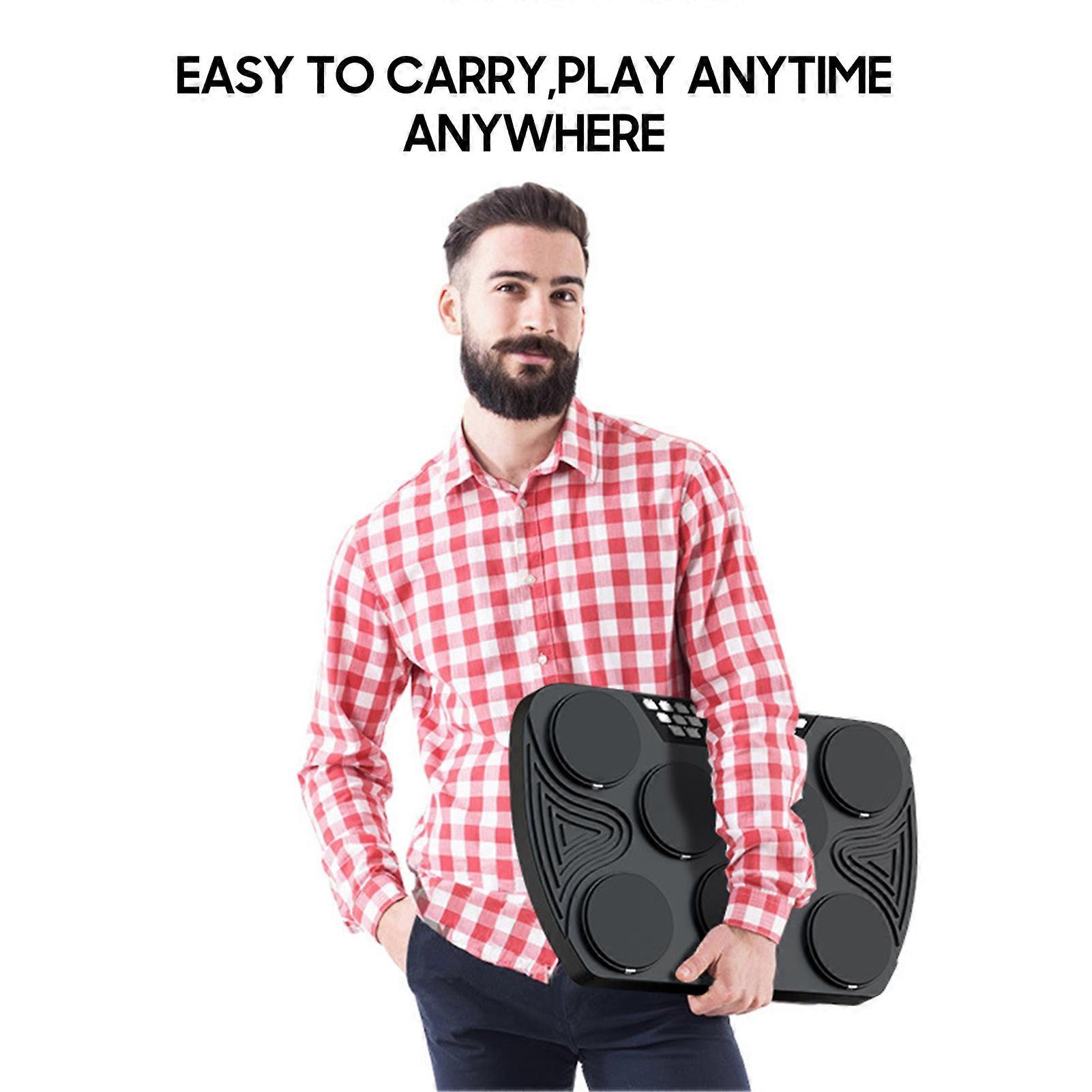 Portable Drum Kit Rechargeable Tabletop Drum Set with Dual Stereo Speakers for Beginner