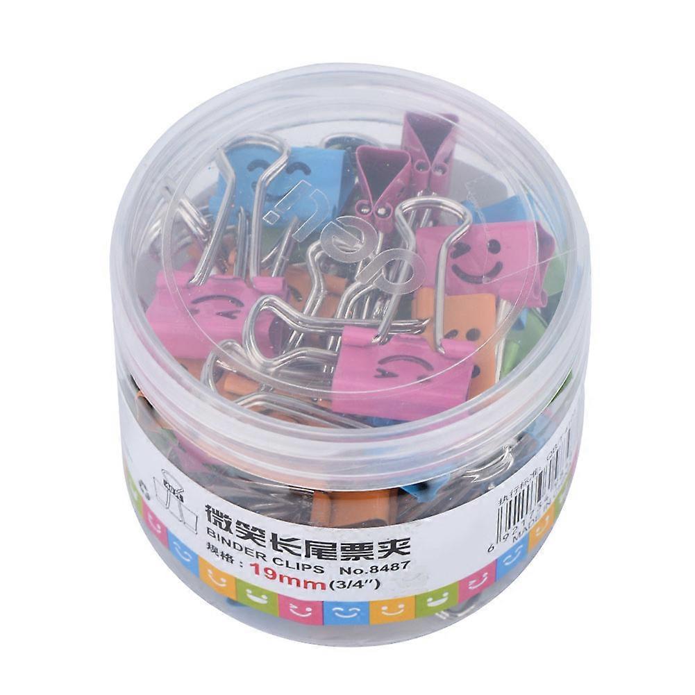 40 PCS/Box Cute Creativity Color Smiling Face Metal Paper Binder Clip for Office School