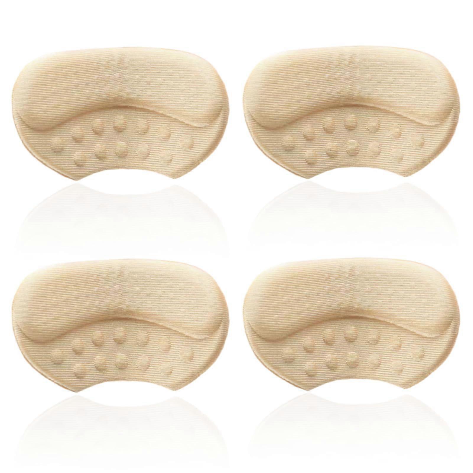 Heel Pads 4-Pack For Too Large Shoes With Viscoelastic Foam 6 Mm Thick Self-Adhesive Non-Slip Beige
