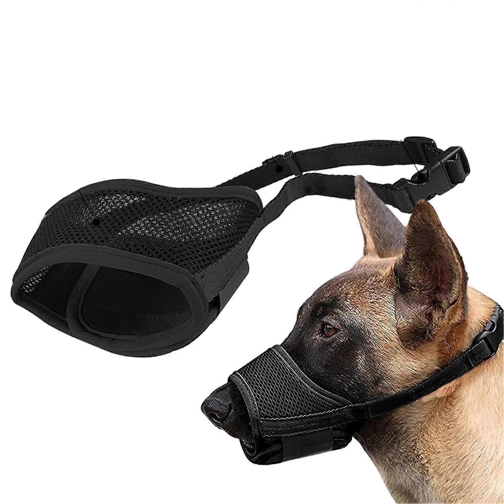 Soft Dog Muzzle for Small Medium Large Dogs, Breathable Adjustable Nylon Mesh Muzzle, Black Color Allows Drinking