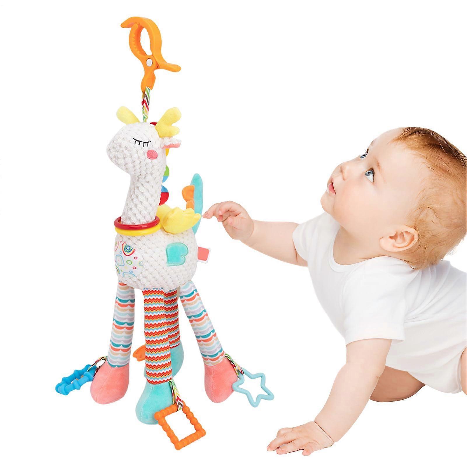Car Seat Toy For Babies, Mobile With Soft Plush And Multisensory Crinkle And Rattle Textures, Wind Chime For Nursery