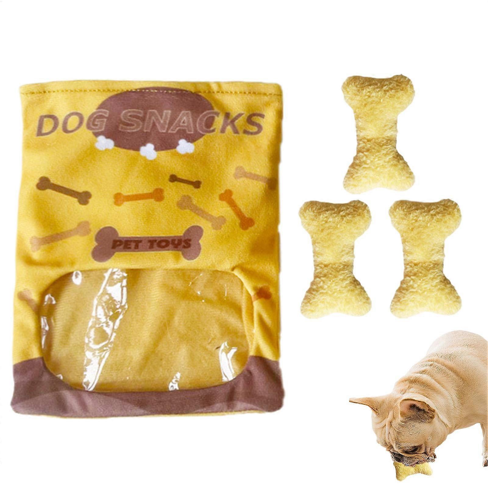 Bone Plush Dog Toys With Squeakers - Plush Squeaky Bone, Treat-Hiding Puzzle For All Size Dogs, Cognitive Training