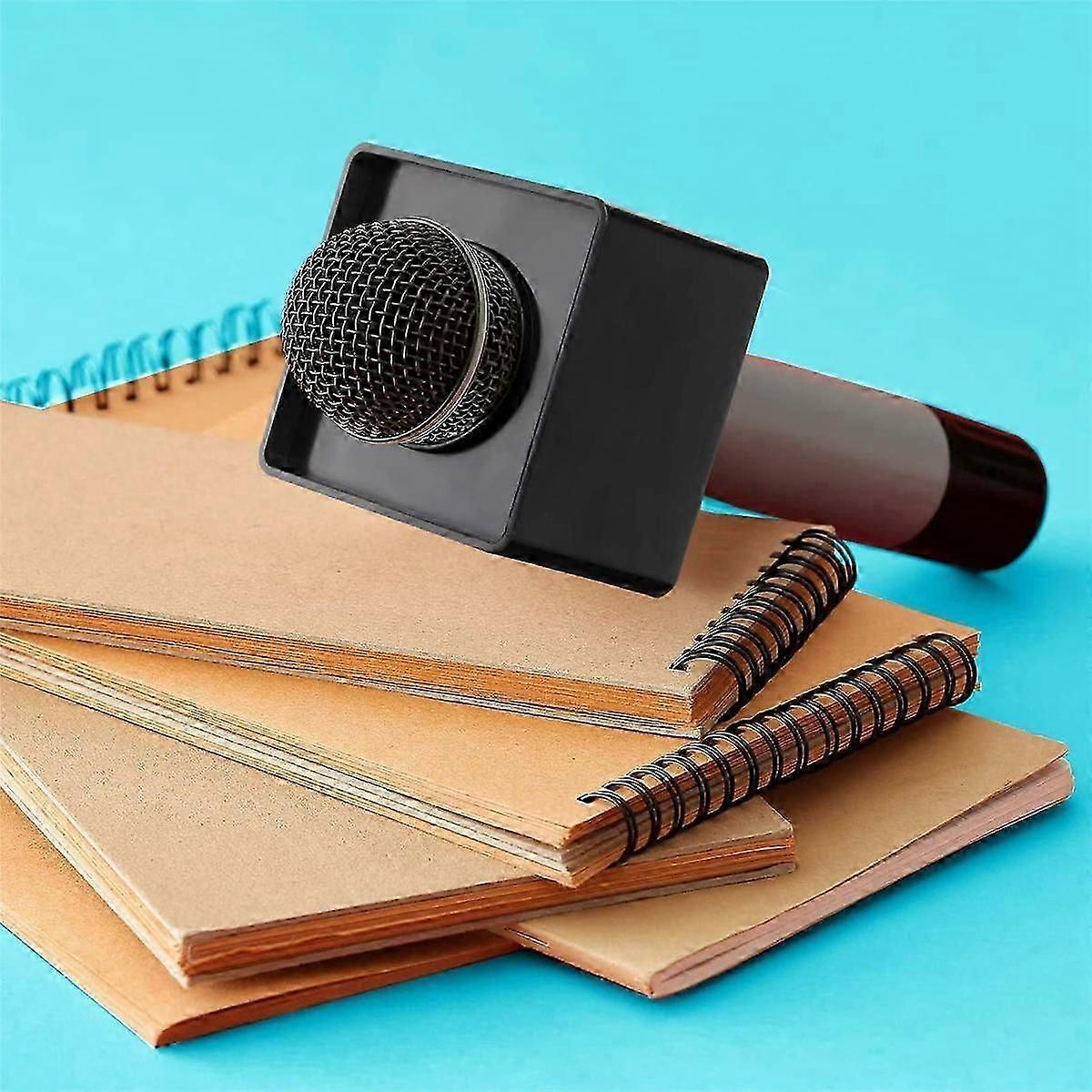 10Pcs Microphone MarkFlag Mic Station-Cube Square Interview Box Stand Flags Shaped Holder Reporter