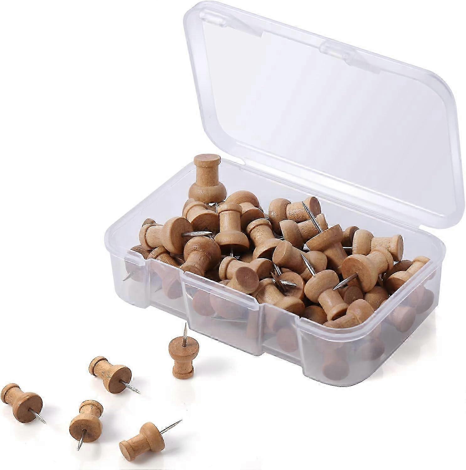 100pcs Decorative Wooden Push Pins for Bulletin Board, Bulletin Board with Storage Box SZRH A-D