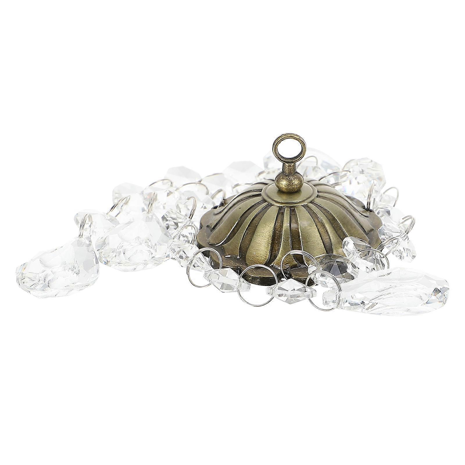 Crystal Hanging Pendant for Porch Transparent Crystal and Bronze Material Decorative Hanging 1Set