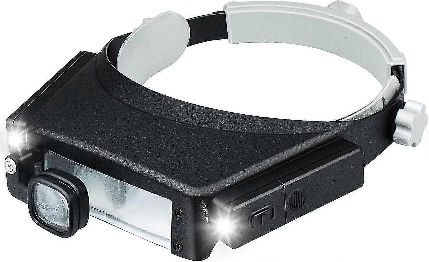 Headband Magnifying Glass with LED Light, Headlamp, 1.5 x 3 x 6 x 8X Jewelers Loupe for Closing, Working, Repairing, Crafting