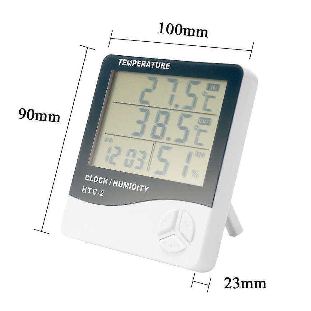Indoor and Outdoor Large Screen Digital Display Temperature and Humidity Meter Time Calendar Alarm Temperature Meter and Hygrometer
