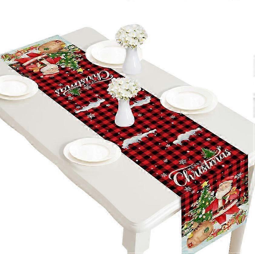 Christmas Table Runner Linen Decorative Table Cloth for Christmas D...