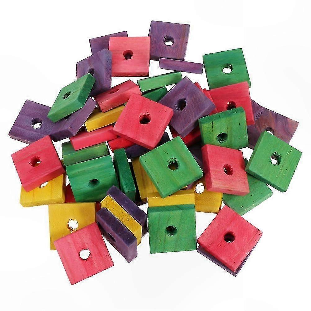 Wooden Bird Chew Toys Set of 50 Pieces for Parrots and Other Birds with Hanging Swing and Chewing Sticks Blocks