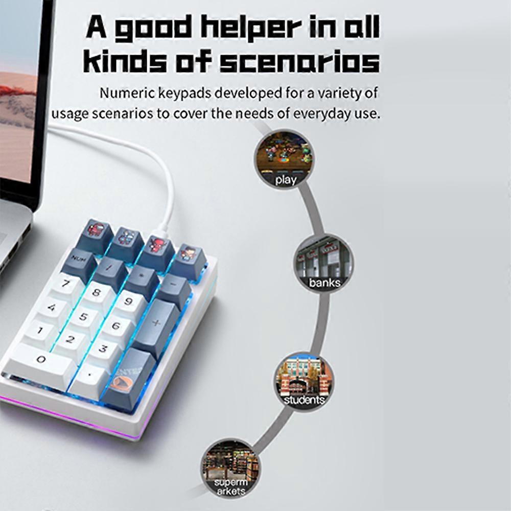 Darmoshark K3QMK Wired Mini Numeric Keypad, 21 Keys, RGB Backlight, Hot-Swappable, Ergonomic Design