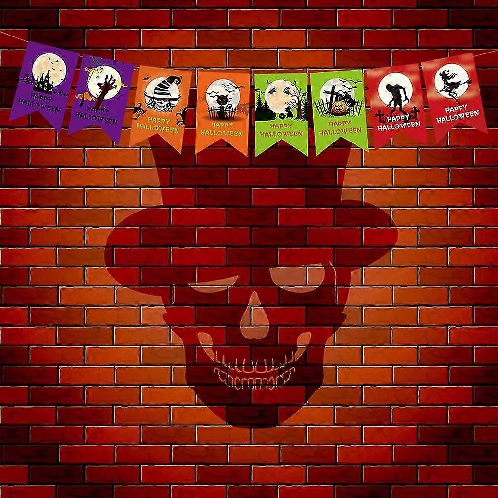 Wimpelkette Happy Halloween – 3 Meter Party-Deko Mit Gruselmotiven – Bunt & Aus Kunststofffolie