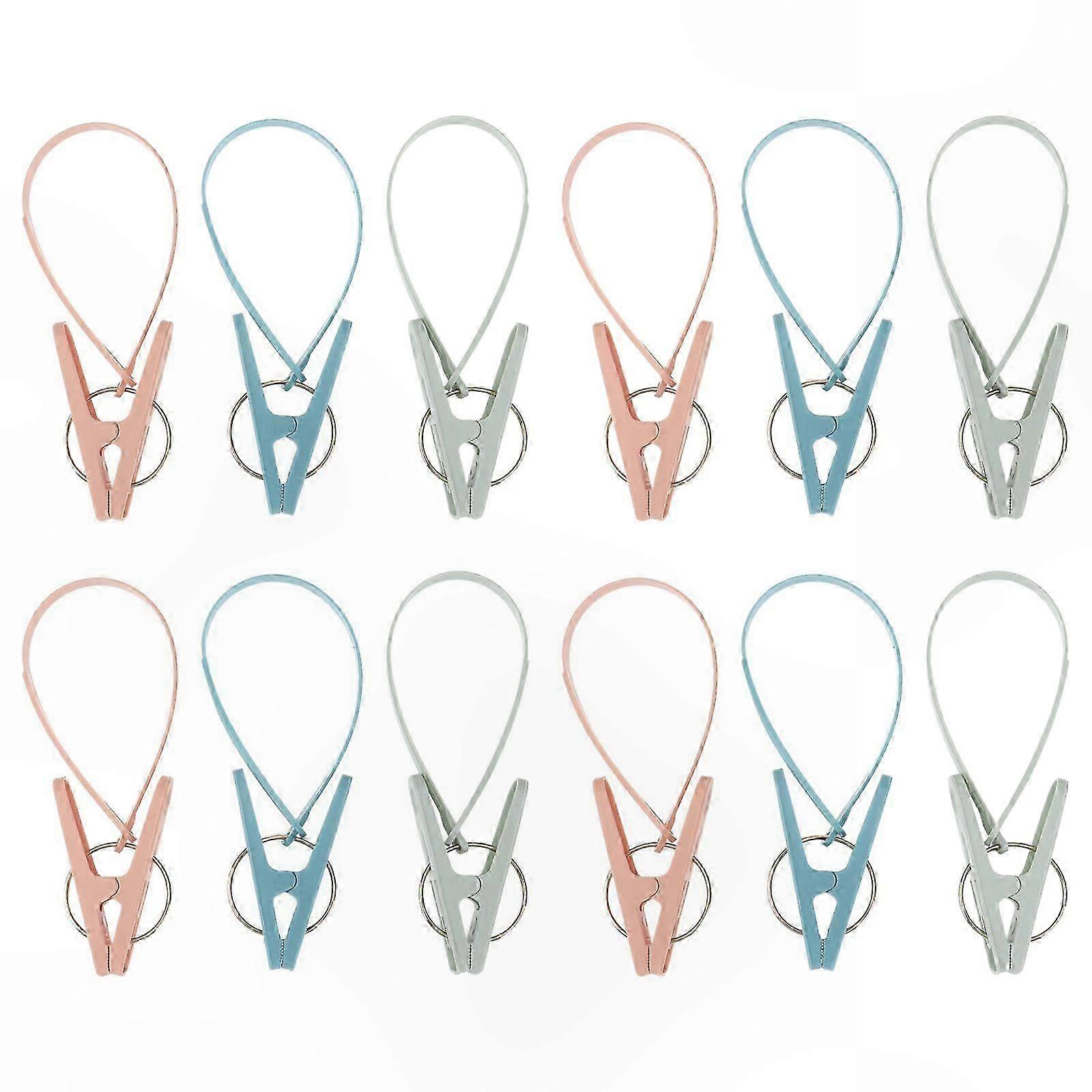 12-Pack Durable Windproof Clothespins with Rope for Hanging