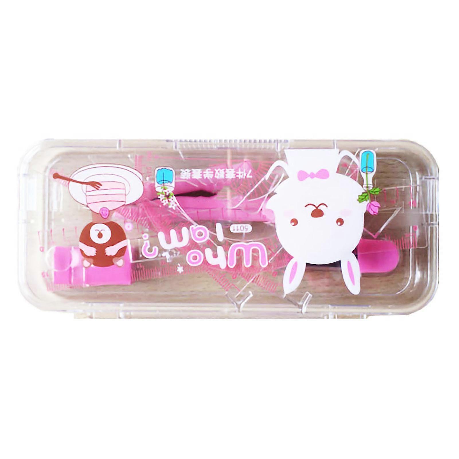 7 Pcs Portable Cartoon Geometry Set Plastic Drawing Tools