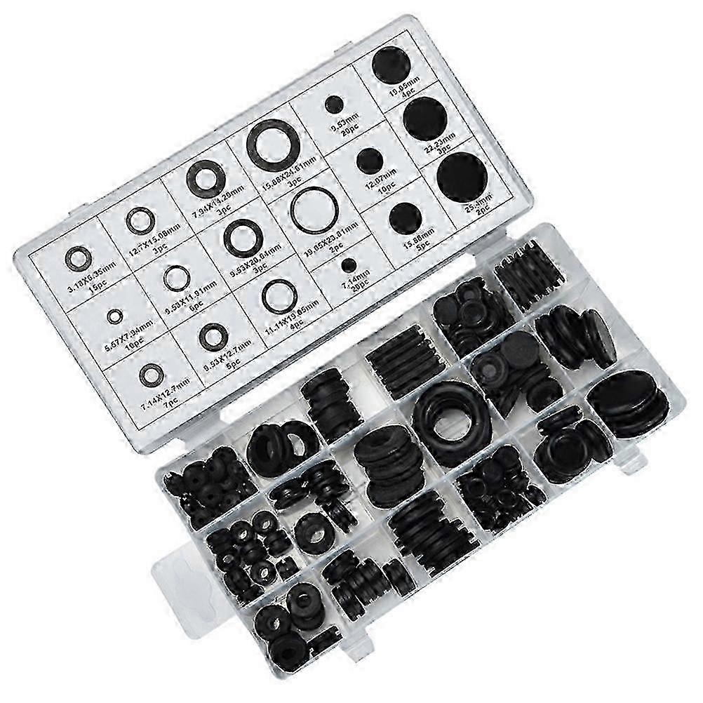 125 Pcs Rubber Hole Grommets Kit for Wire and Cable Management