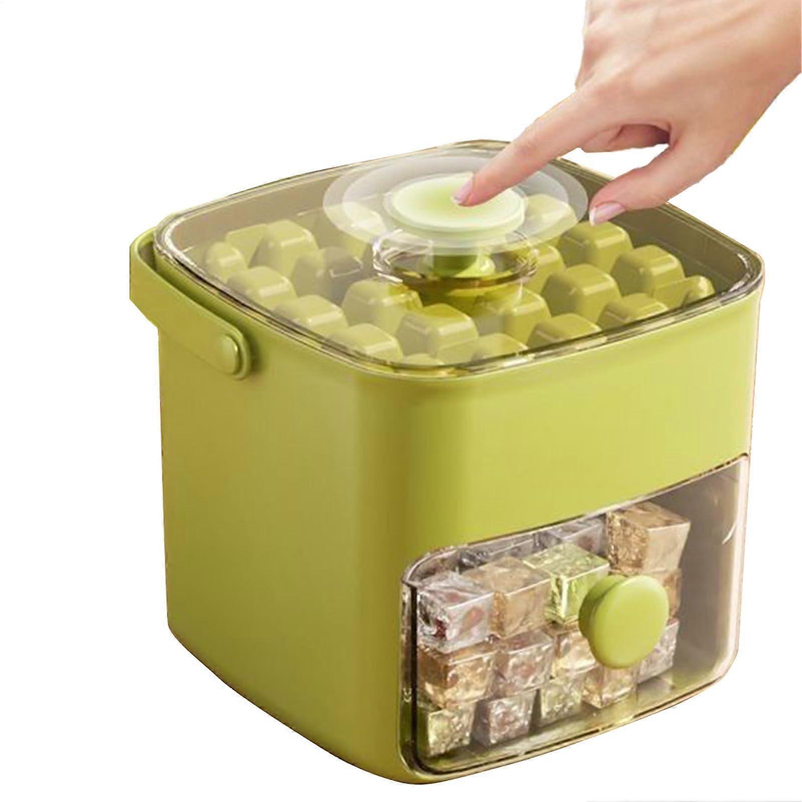 Ice Tray Mold, Ice Cube Making Box With Handle, Portable LargeCapacity Ice Maker For Picnic, Camping, Kitchen, Party, Green