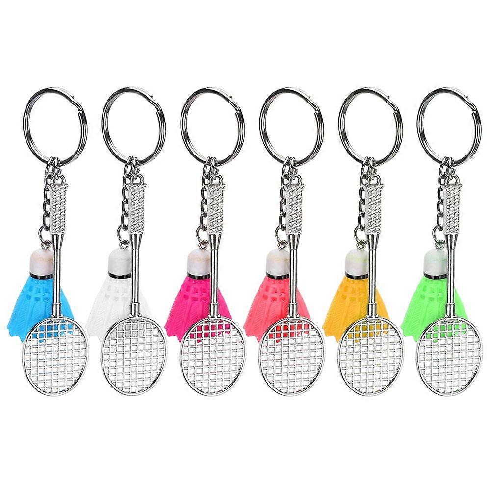 6Pcs Mini Keychain Keyring Pendant Simulation Badminton Battledore Hanging Decoration