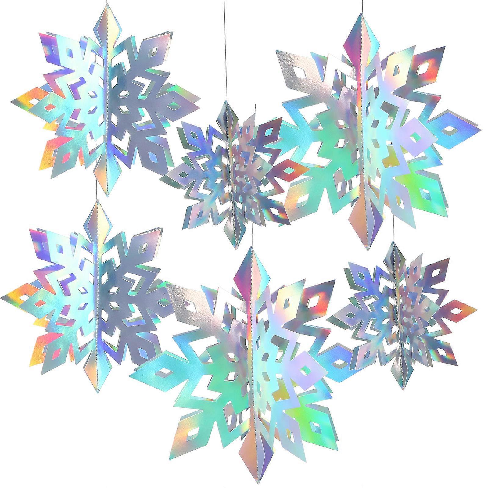 Christmas Hanging Snowflake Pendant for Xmas Party Decor 12Pcs Assorted Color