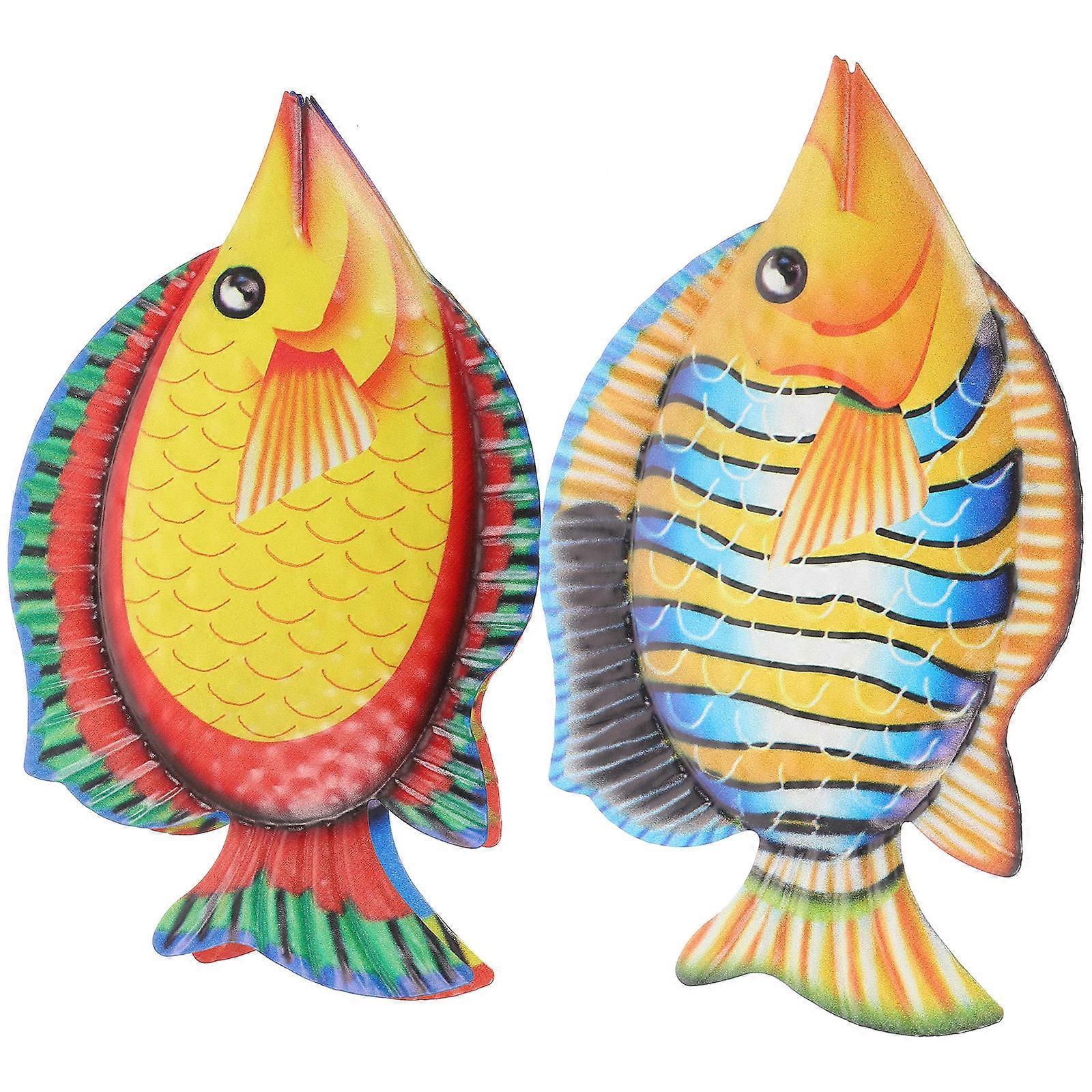 Metal Fish Wall Art Iron Fish Hanging Decoration for Home 2Pcs Assorted
