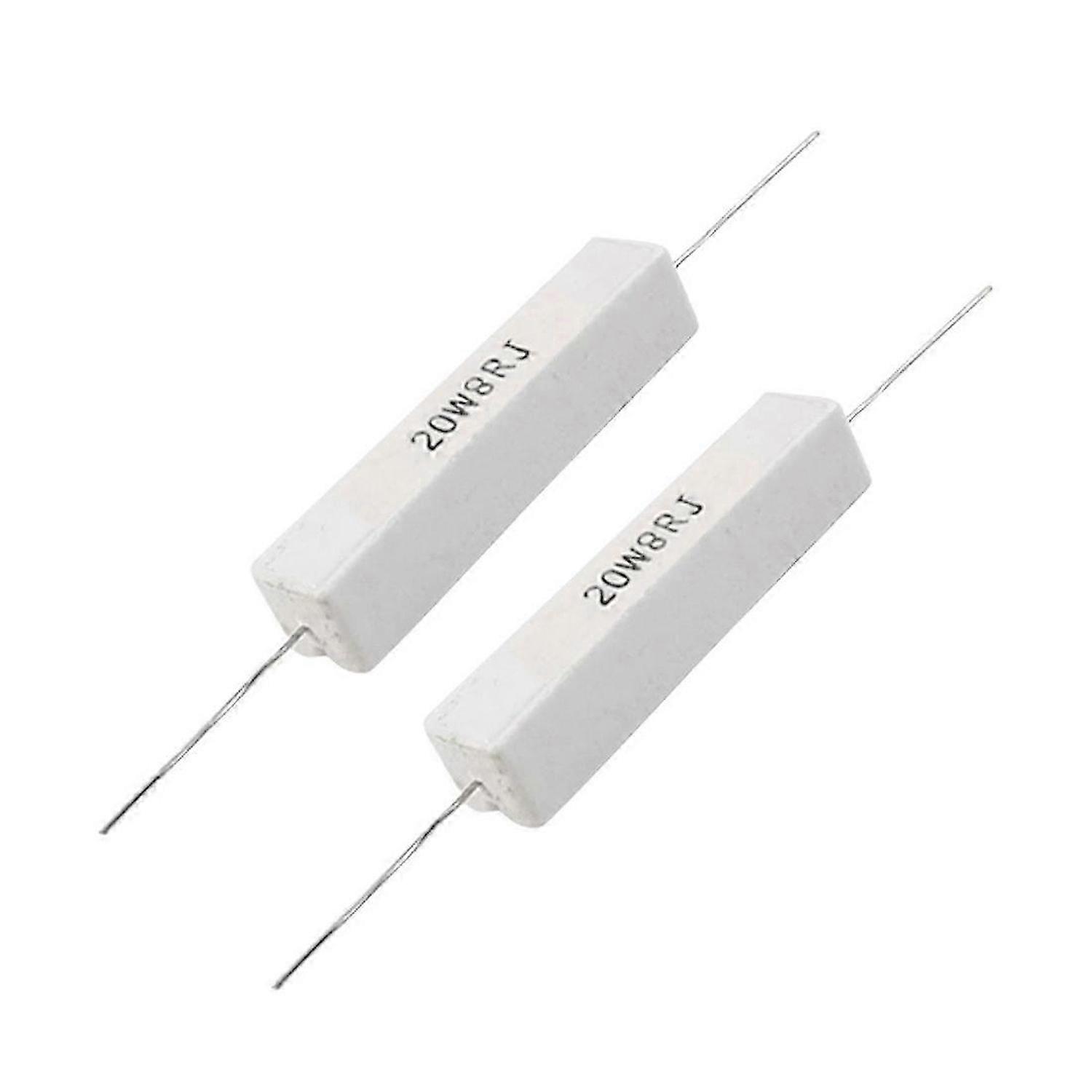 2 Pcs Wire Wound Ceramic Cement Resistor 8 Ohm 20W 5%