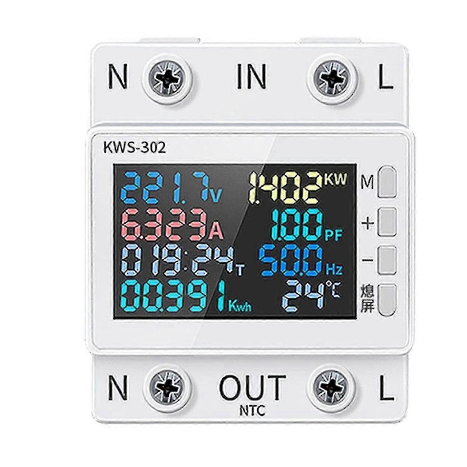 Tuya Power Meter Color Screen 2P Multifunction AC Energy Meter Mobilephone Remotely APP Control 170-