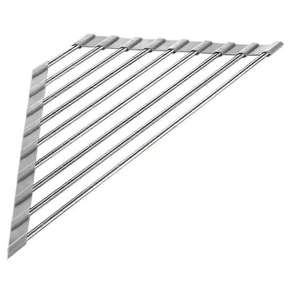 Foldable Stainless Steel Dish Drying Rack Sink Roll-Up Drainer Mat Multi-Function Kitchen Draining Basket