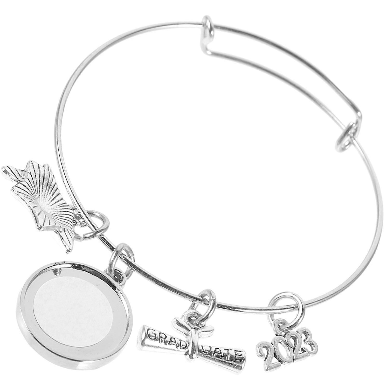 Graduation Hand Chain Expandable Bracelet for Classmates Silver Metal