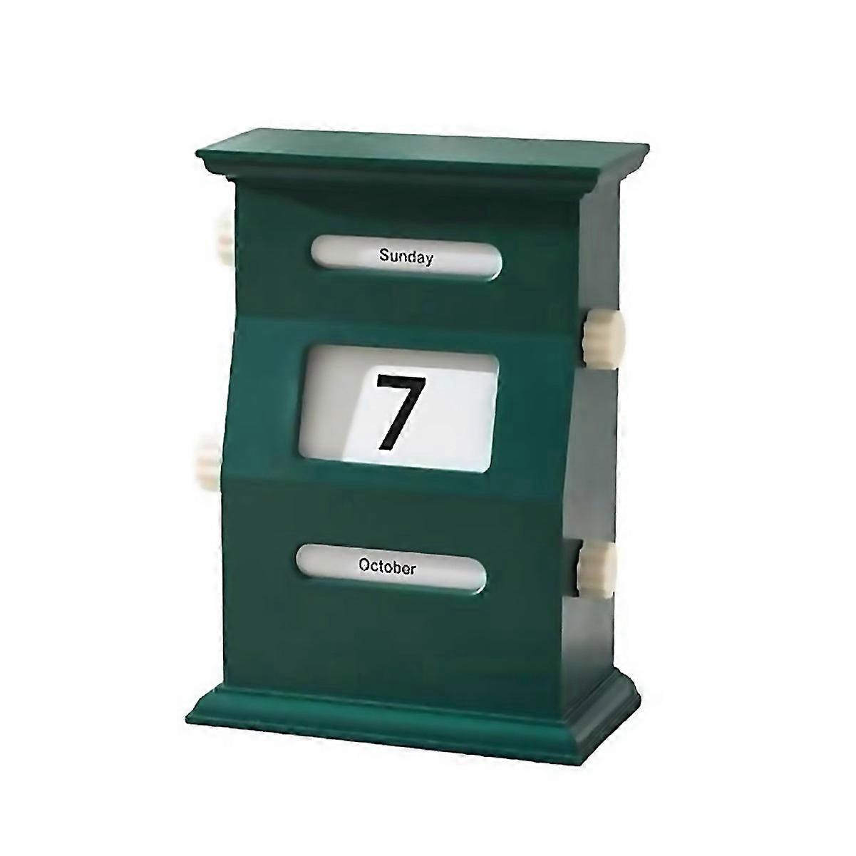 For Desk Retro Calendar Blocks Desk Date Display Desk Decorations Green