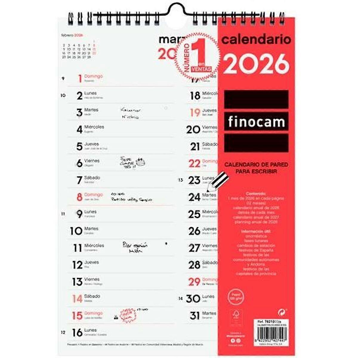 Wall calendar Finocam A4 Paper 2026 21 x 30 cm