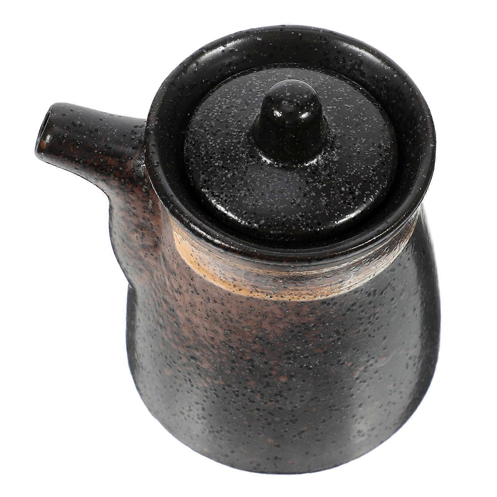 Soy Sauce Dispenser 4Pcs Japanese Style Ceramic Container For Kitchen Home Use Elegant Design Brown Support Storage
