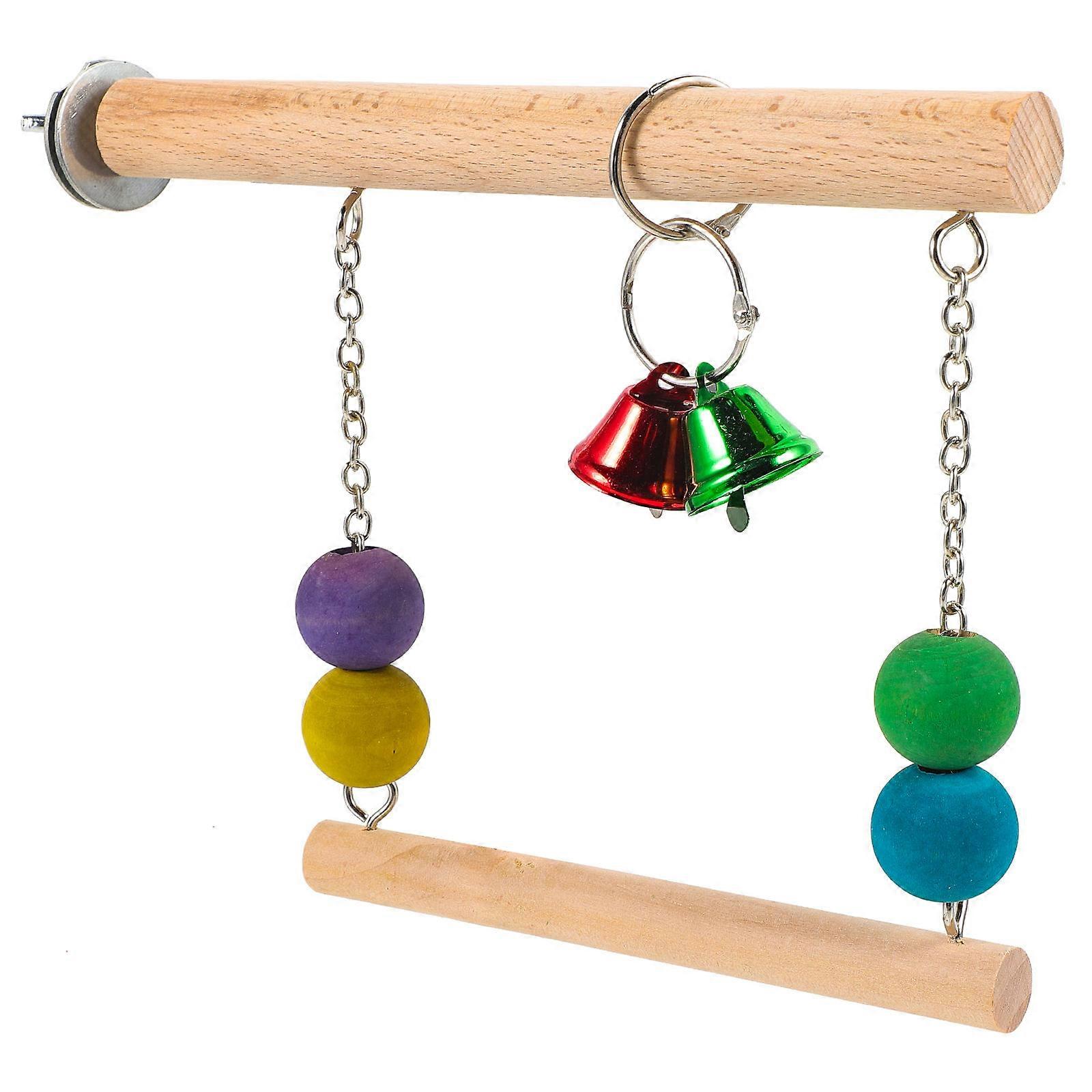 Bird Stand Wood Parrot Swing Toy for Playing 4Pcs Cage Trainer