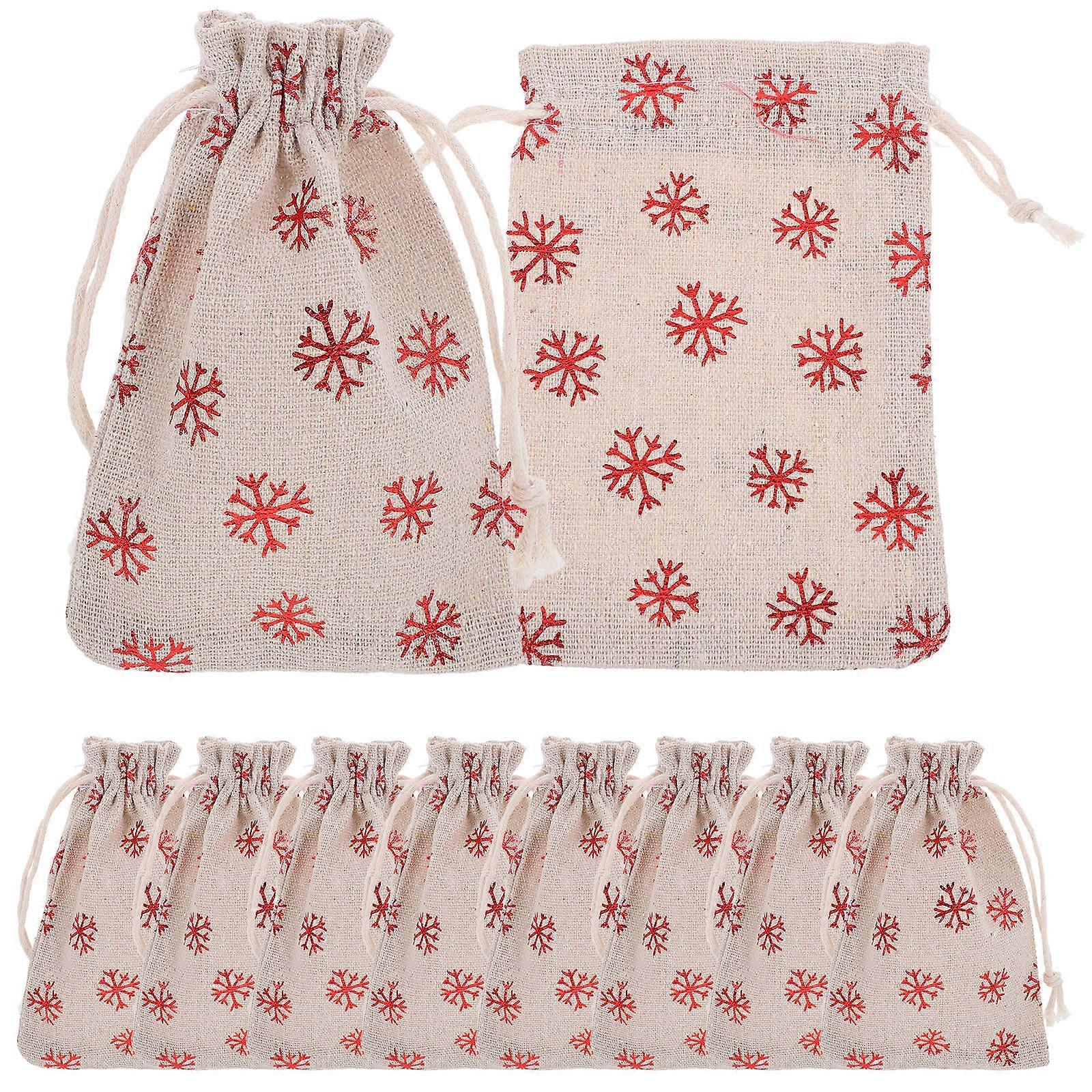 Christmas Candy Pouches Red Cotton Bags for Storage Use 20Pcs Drawstring