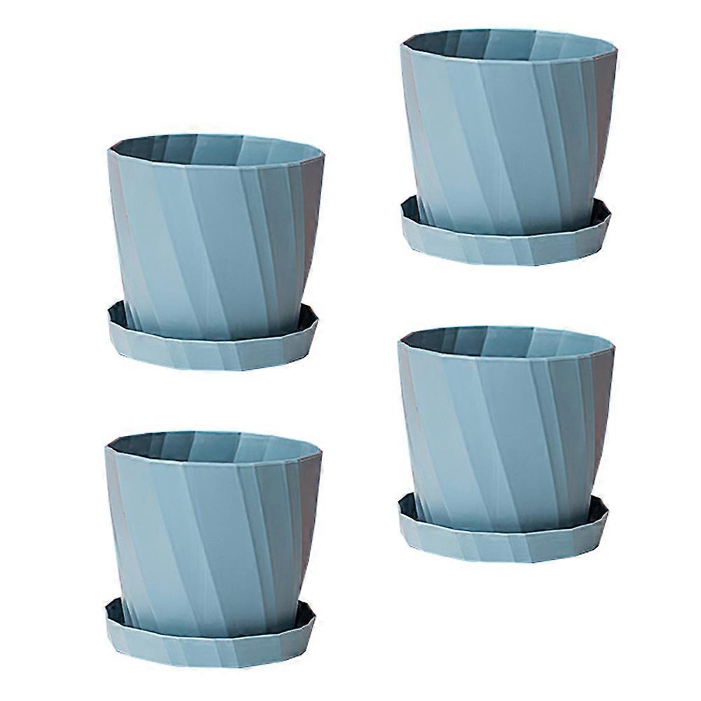 Simple Design Succulent Container Flowerpot With Tray Suitable For Homeowners Office Workers 16.8x16.8x15.8cm 4Pcs