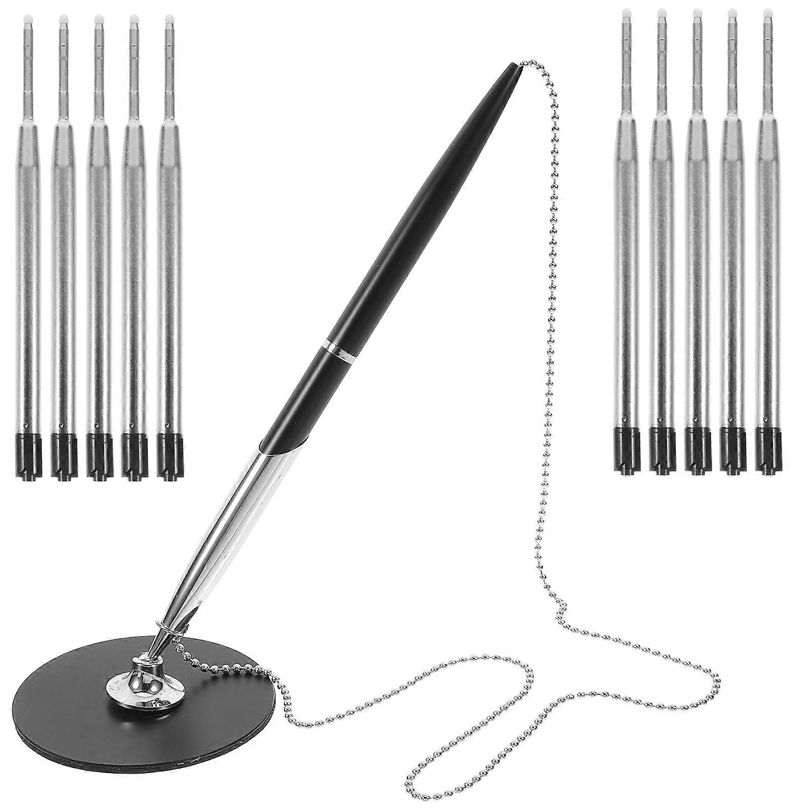 Office Pen Multi-Function Writing Pens with Chain 4Sets Black