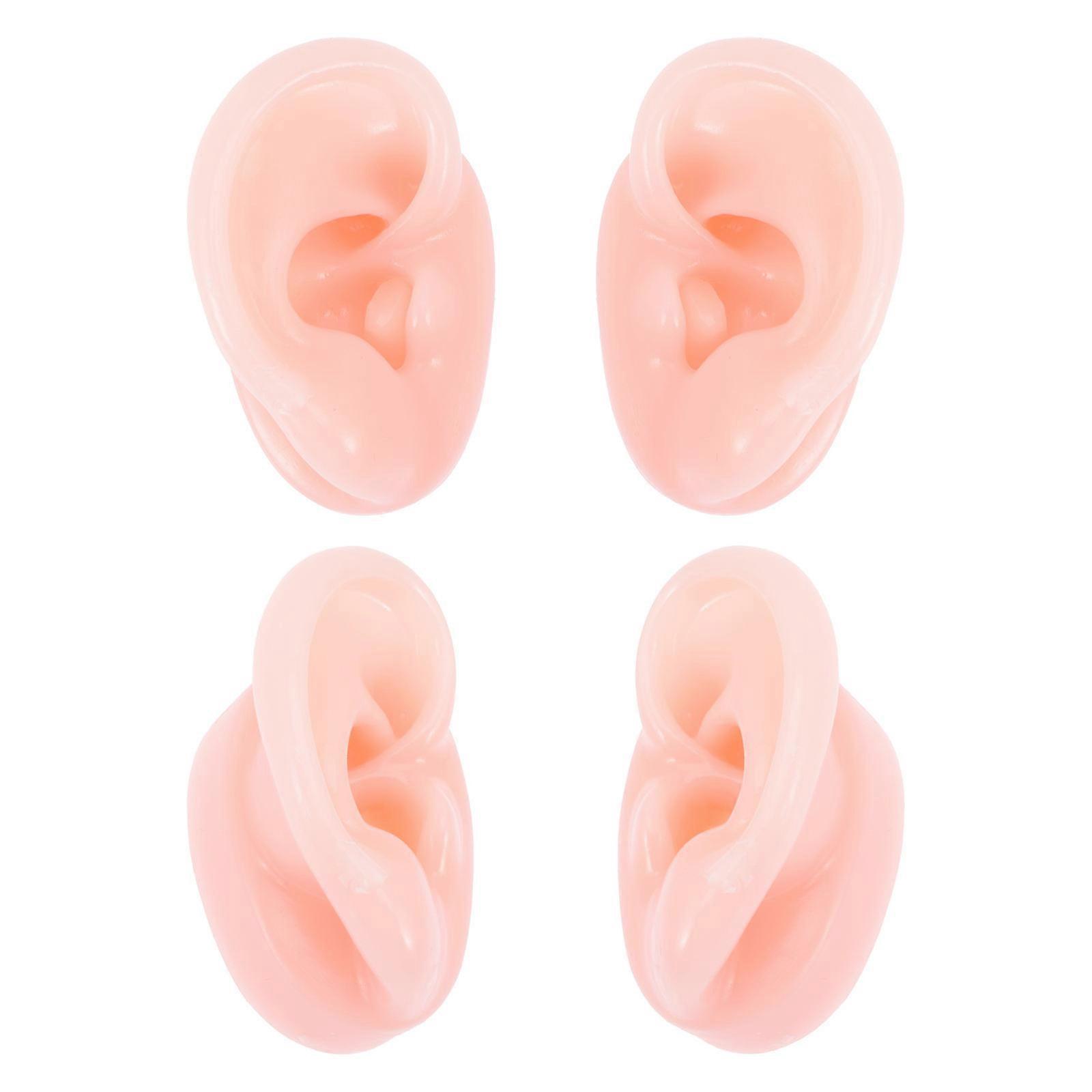 Silicone Ear Models for Display 2Pairs Artificial Pink Ear Molds