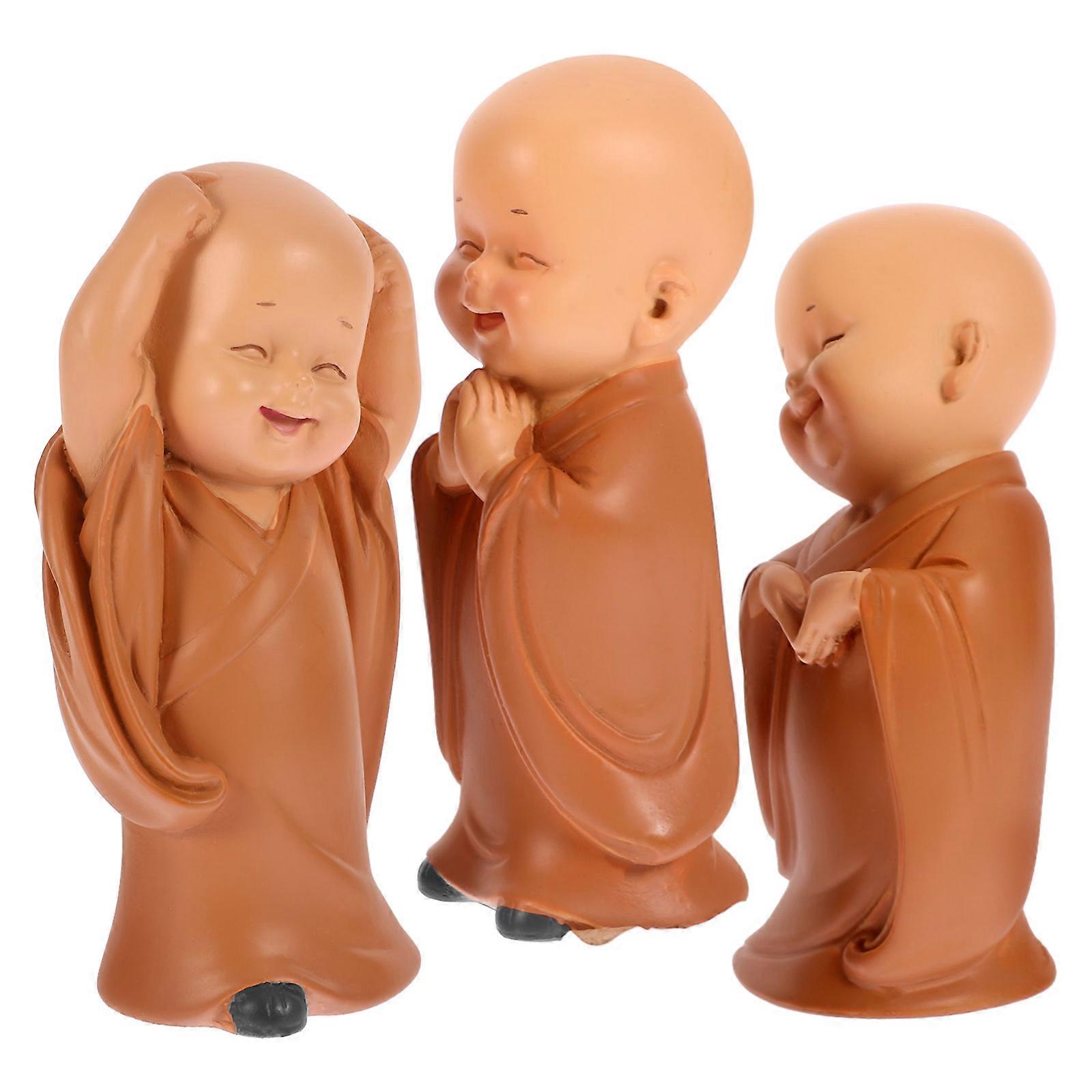 Mini Monk Figurine Small Monk Statue for Decoration 15Pcs Collection