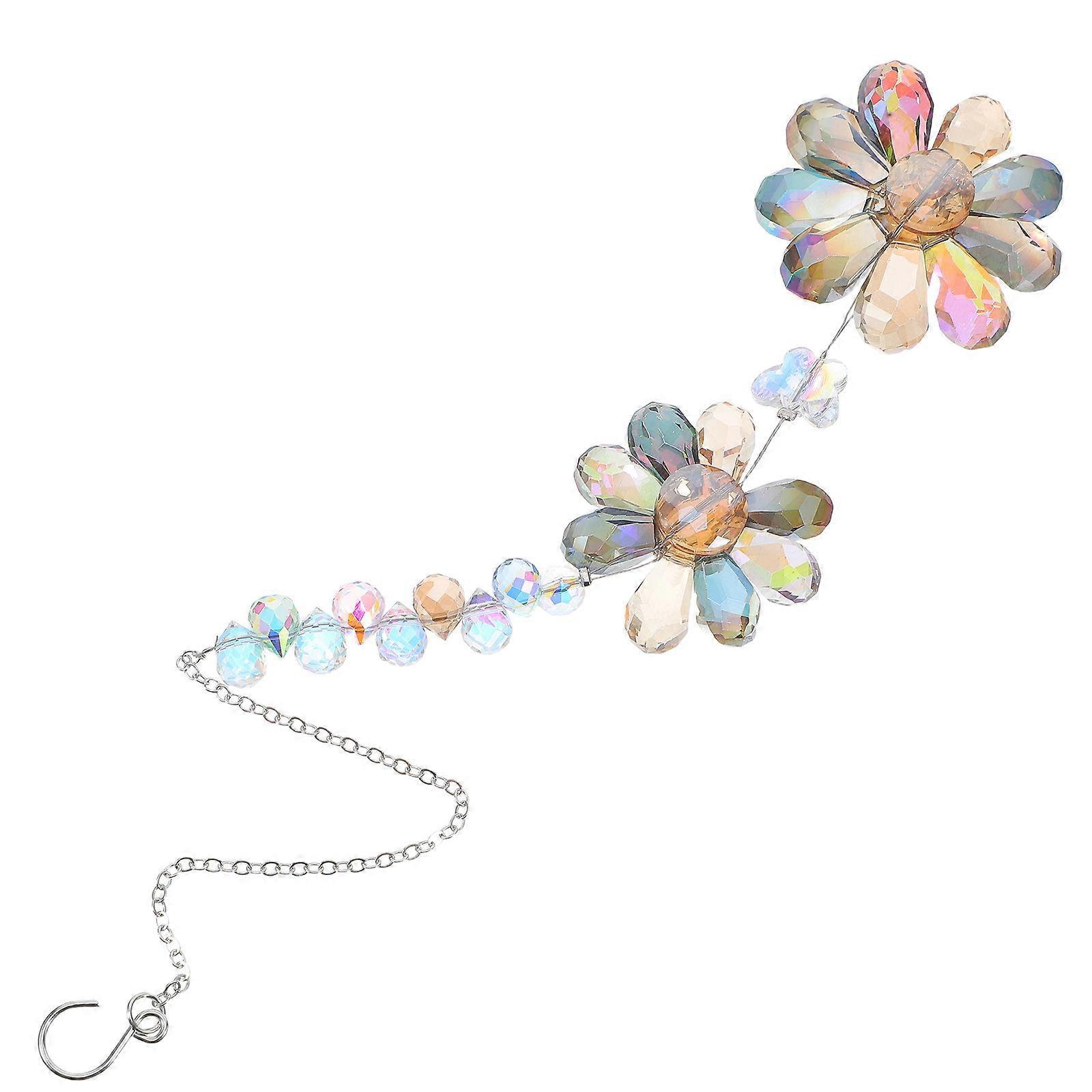 Rainbow Effect Crystal Sun Catcher for Decoration 2Pcs Hanging Chain Pendant