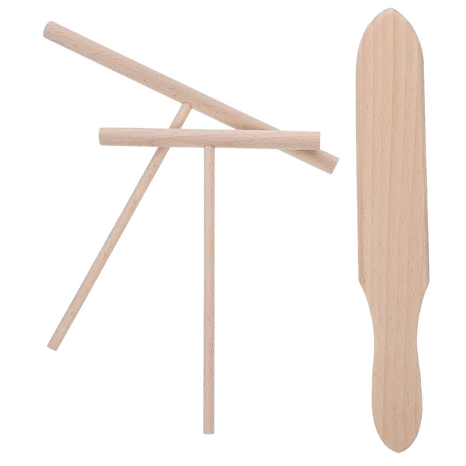Crepe Stick Spreader Crepe Spreader and Spatula Kit Home Kitchen Use Khaki T Shape Crepe Making 3Pcs