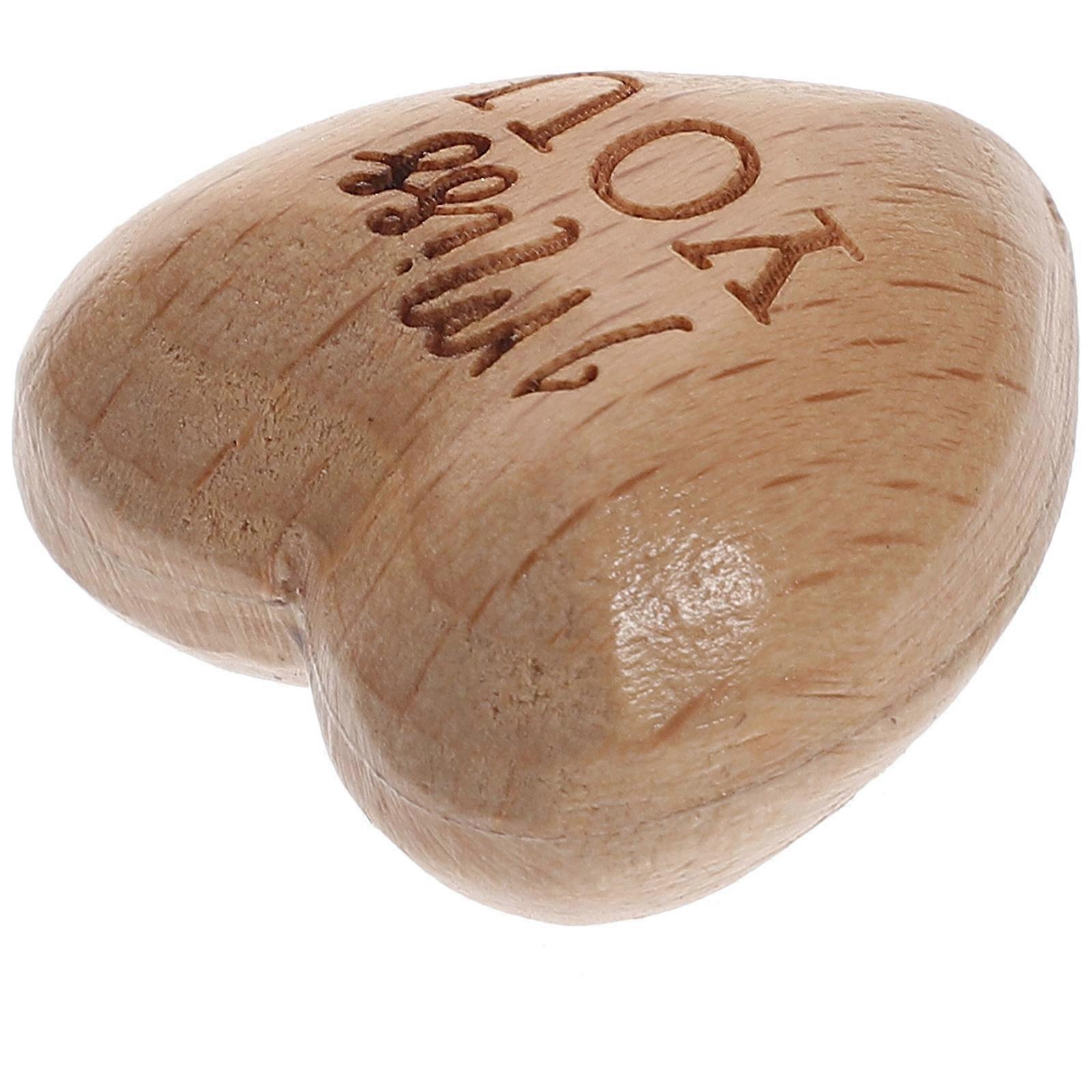 Wood Heart Ornament Statue For Home And Desk Decoration 3Pcs Light Brown Unique Design