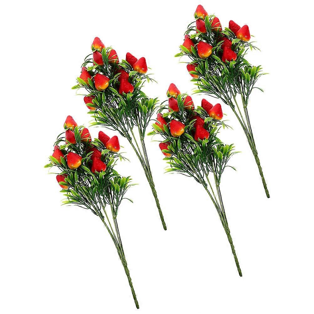 Artificial Strawberry Stem Branch for Decoration 20Pcs PVC Material