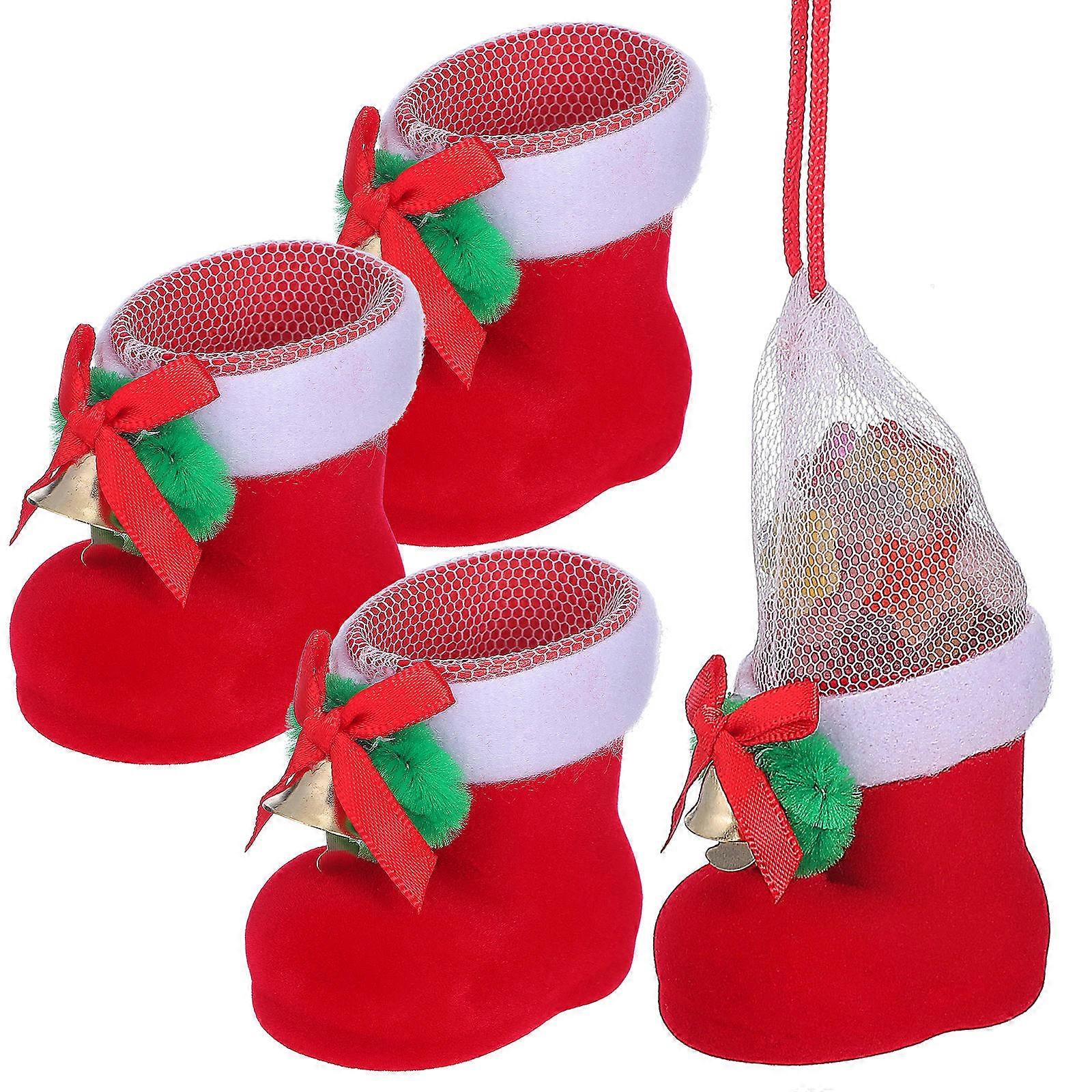 Christmas Candy Boot Sweets Storage Boots 8Pcs Red Reusable Set