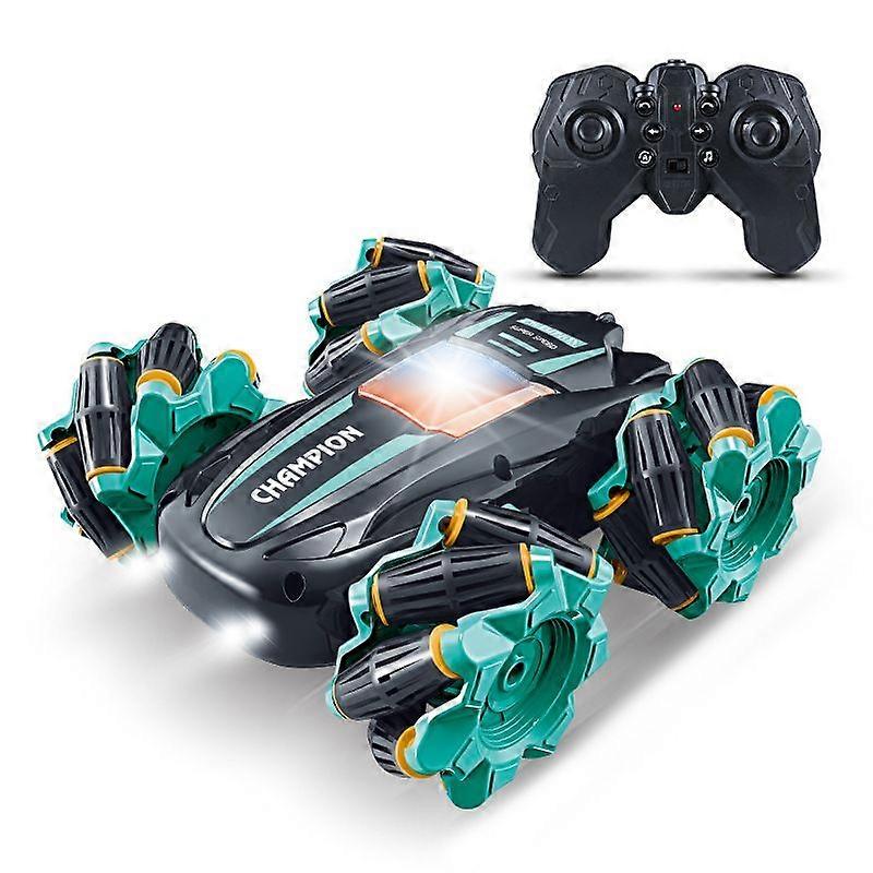 Double-sided car with light, music and watch, double remote control version stunt car, 360