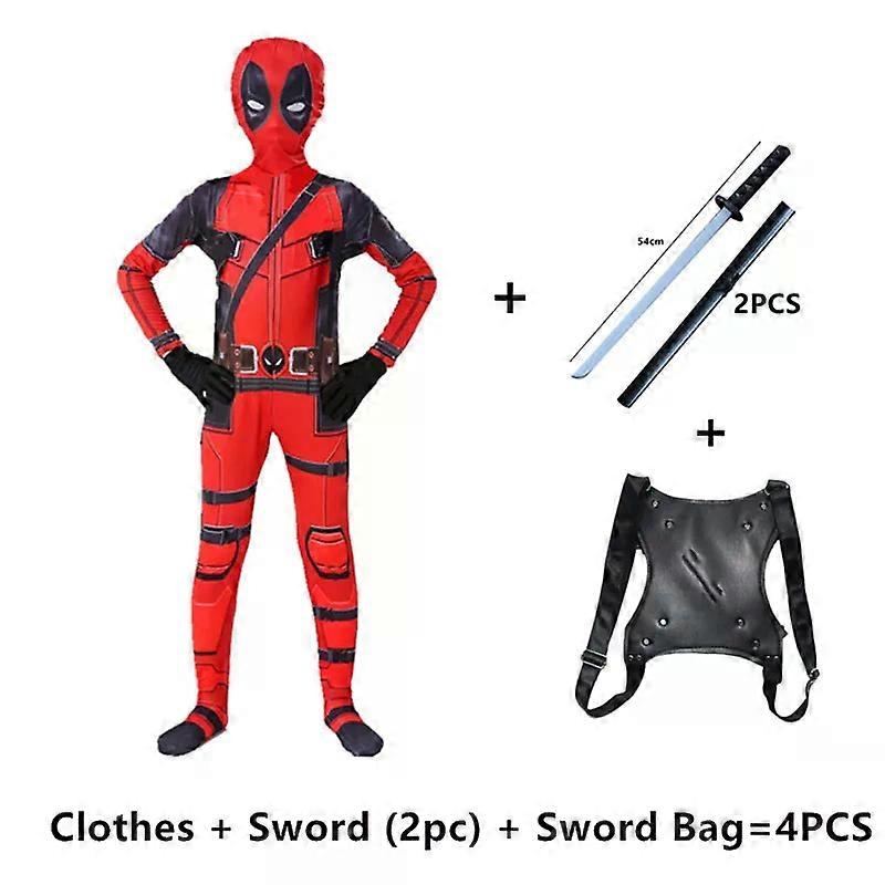 35-70in Adult Deadpool Costume Men Kids Cosplay Spider-Man Jumpsuit Black PantherAccessories Superhero Halloween Costume Child