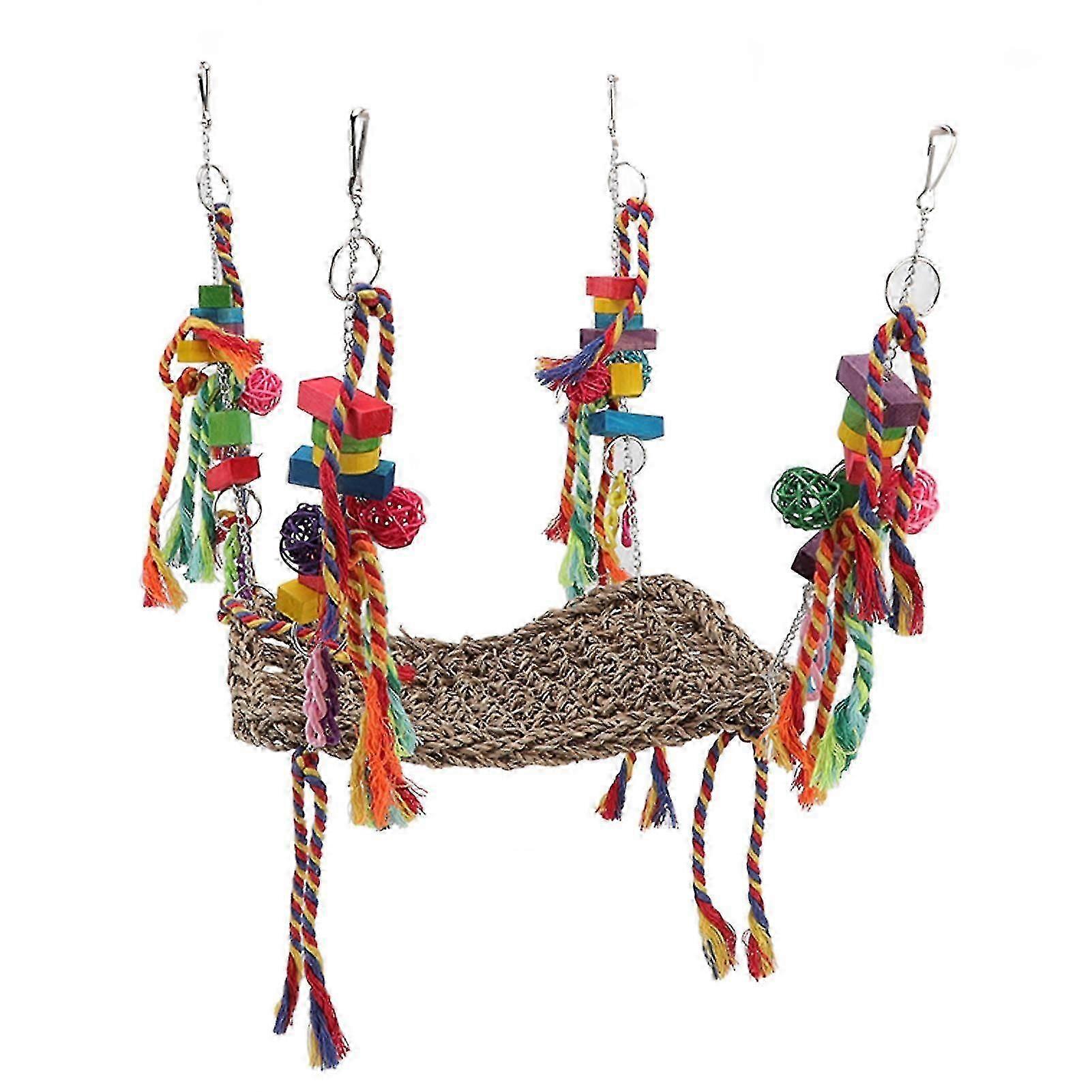 Bird Climbing Net Natural Straw Stainless Steel Chains