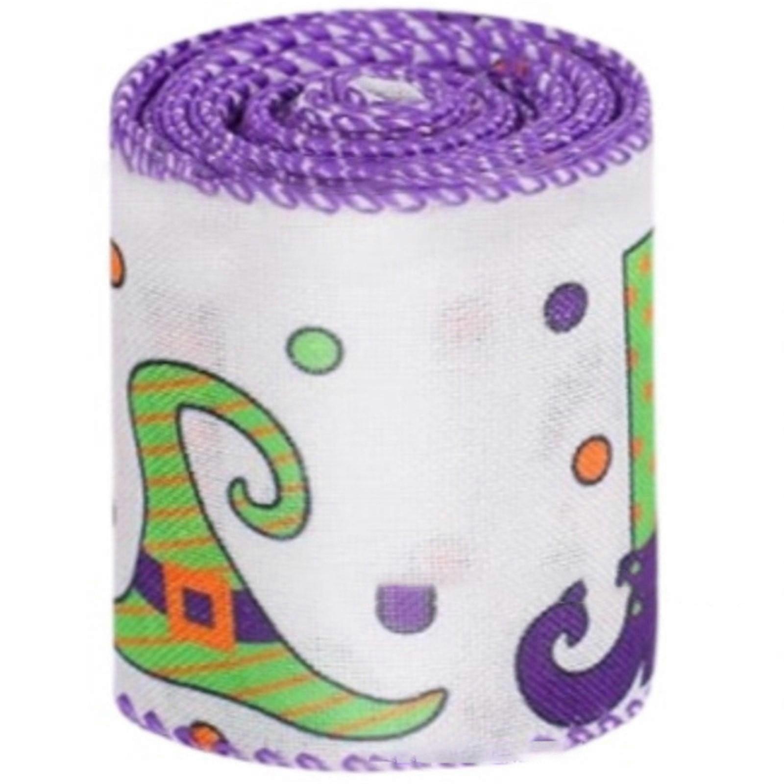 Halloween Ribbon - Bat & Pumpkin Printed Wired Edge Craft Ribbon for DIY Wreaths, Decorative Wrapping, Bows | Compatible with SUSHANG