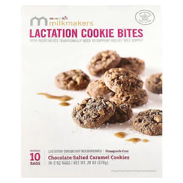 Munchkin, MilkmakersÃÂÃÂÃÂÃÂ®, Lactation Cookie Bites, Chocolate Salted Caramel Cookies , 10 Bags, 2 oz (57 g) Each