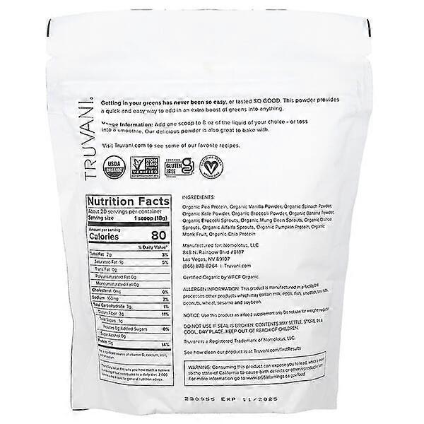 Truvani, Protein + Greens, 12.59 oz (357 g)