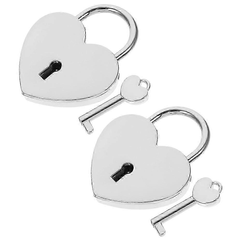 Mini Love Locks Suitcase Padlock For Daughter And Girlfriend Travel Use Silver Lock And Unlock 2 Sets